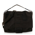 Econyl Nylon Cuoio Romano Monochrome Large Baguette Messenger Bag Ebano