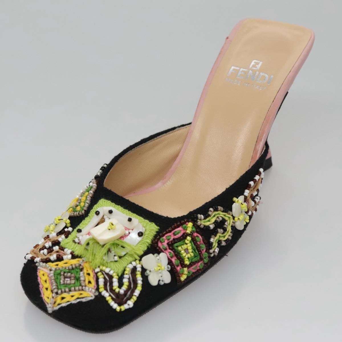FENDI High Heels Canvas 35 1/2 Pink Auth 101094