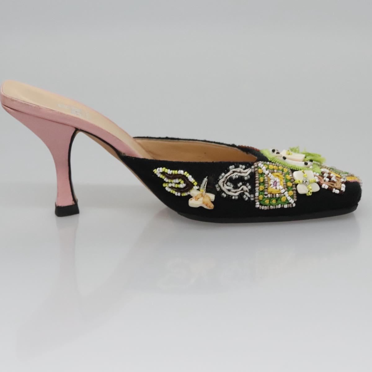 FENDI High Heels Canvas 35 1/2 Pink Auth 101094