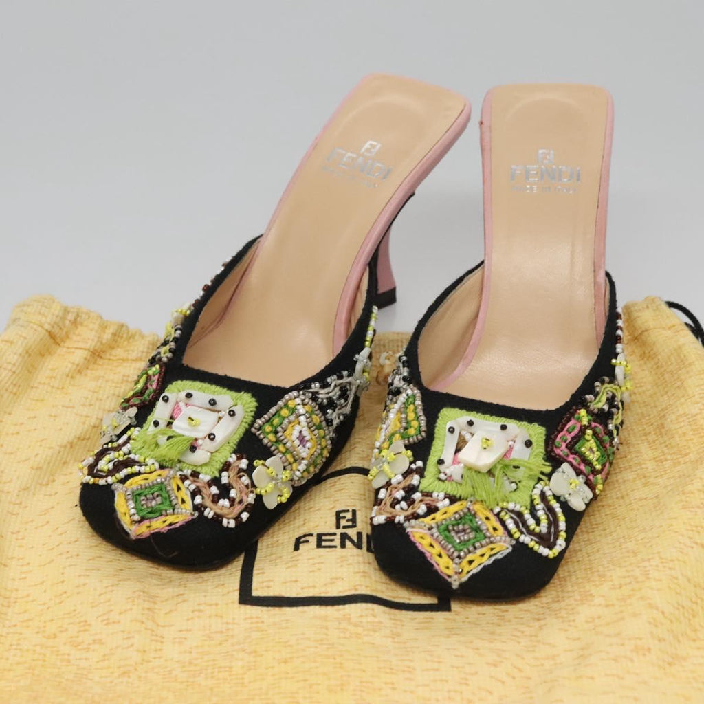 FENDI High Heels Canvas 35 1/2 Pink Auth 101094