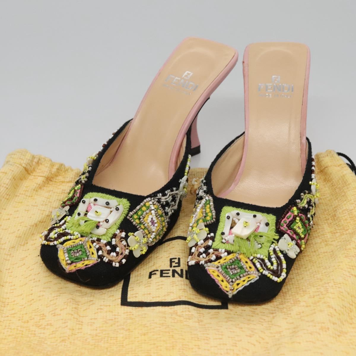 FENDI High Heels Canvas 35 1/2 Pink Auth 101094