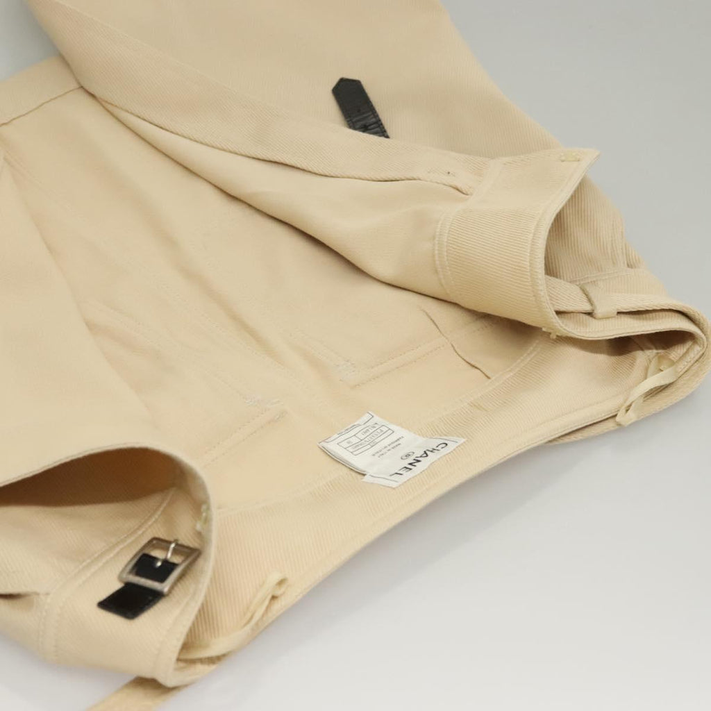 CHANEL Skirt Denim Leather Beige CC Auth 133000M