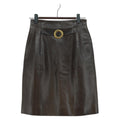 CELINE Skirt Lamb Skin Brown Gold Auth 161571V