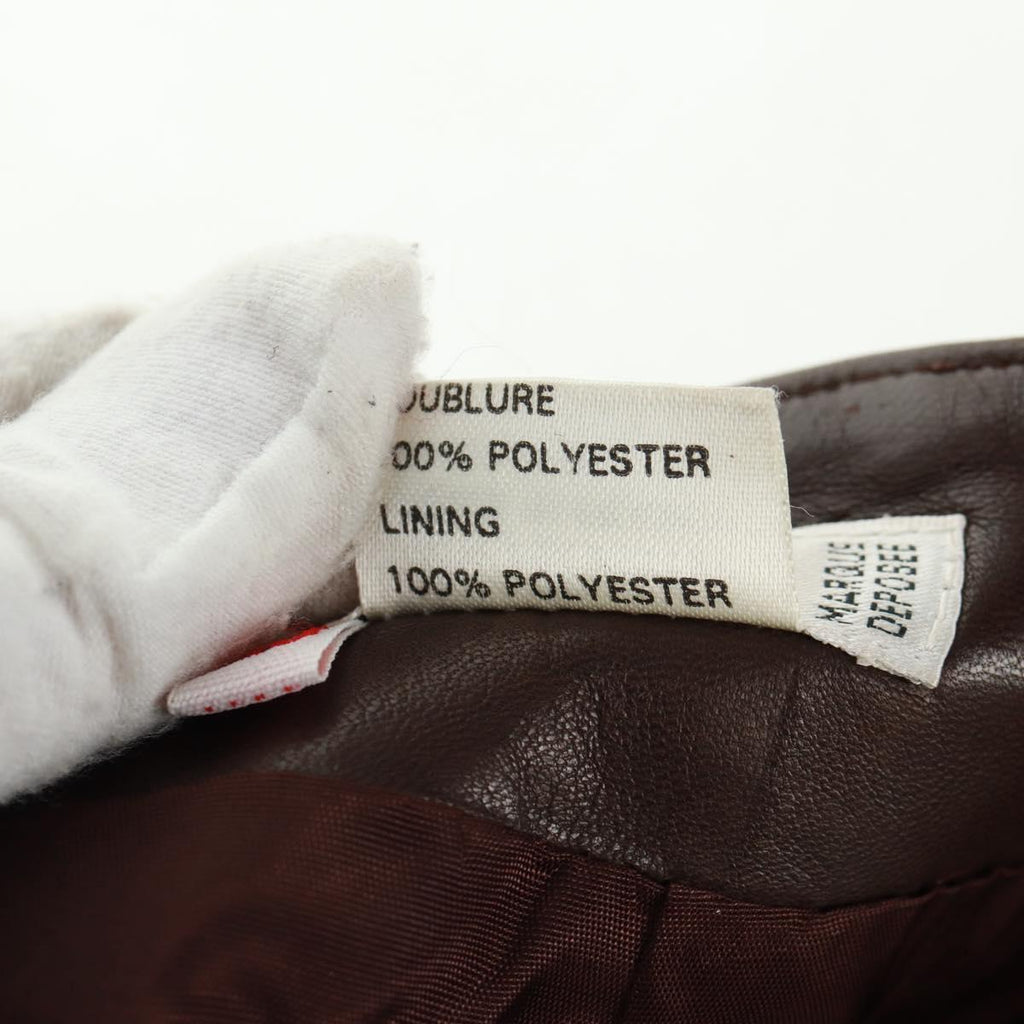 CELINE Skirt Lamb Skin Brown Gold Auth 161571V