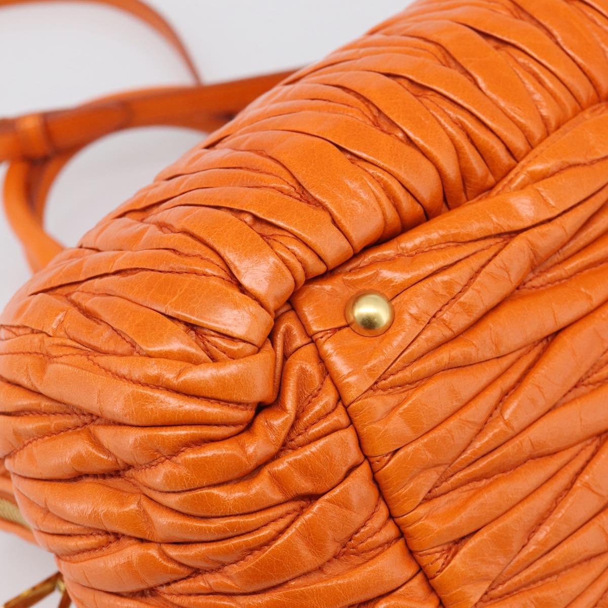 Miu Miu Matelasse Hand Bag Leather 2way Orange Gold Auth 167896A