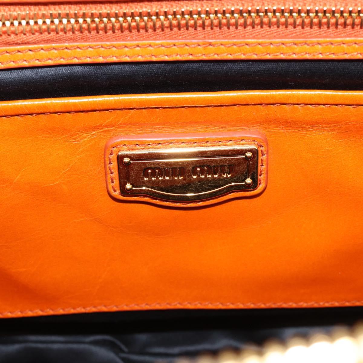 Miu Miu Matelasse Hand Bag Leather 2way Orange Gold Auth 167896A