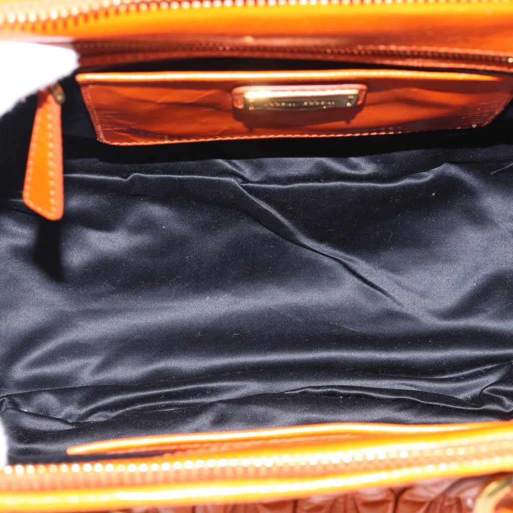 Miu Miu Matelasse Hand Bag Leather 2way Orange Gold Auth 167896A