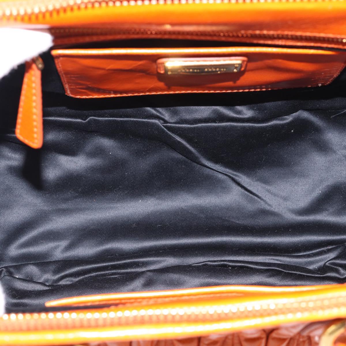 Miu Miu Matelasse Hand Bag Leather 2way Orange Gold Auth 167896A