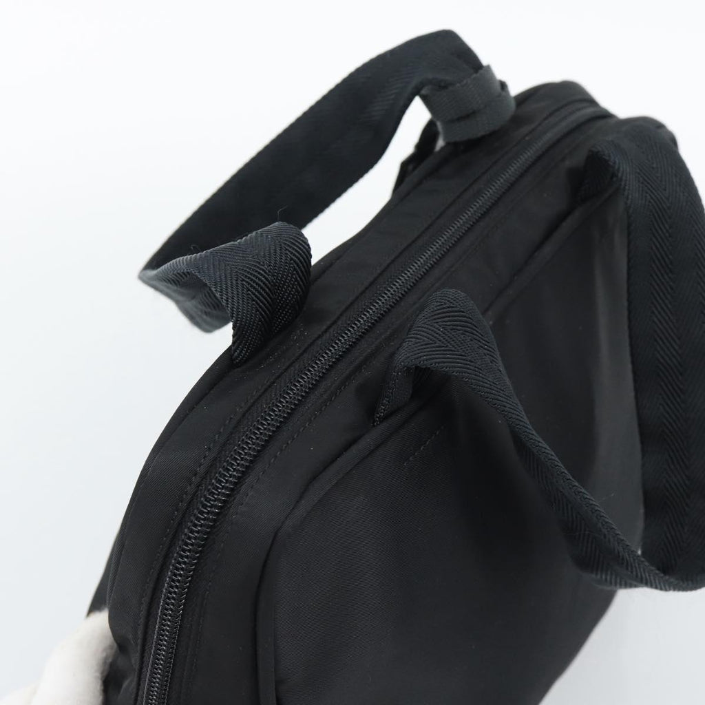 PRADA Hand Bag Nylon Black Silver Auth 174539