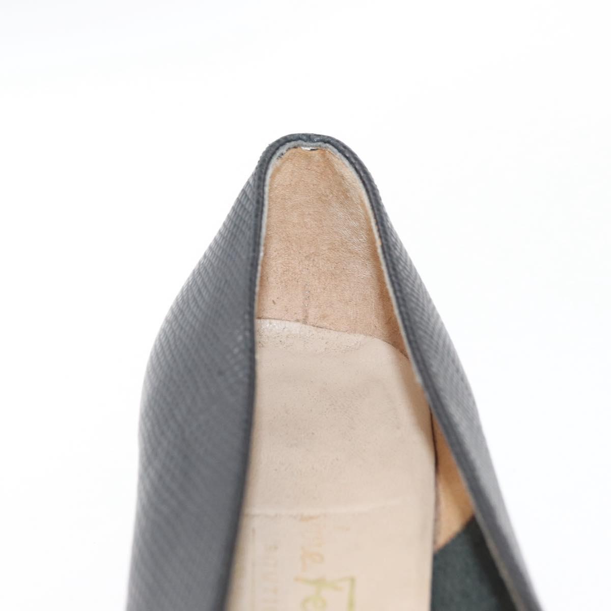 Salvatore Ferragamo Vara Ribbon Pumps Leather 7 1/2 Black Auth 174626A