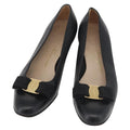 Salvatore Ferragamo Vara Ribbon Pumps Leather 7 1/2 Black Auth 174626A