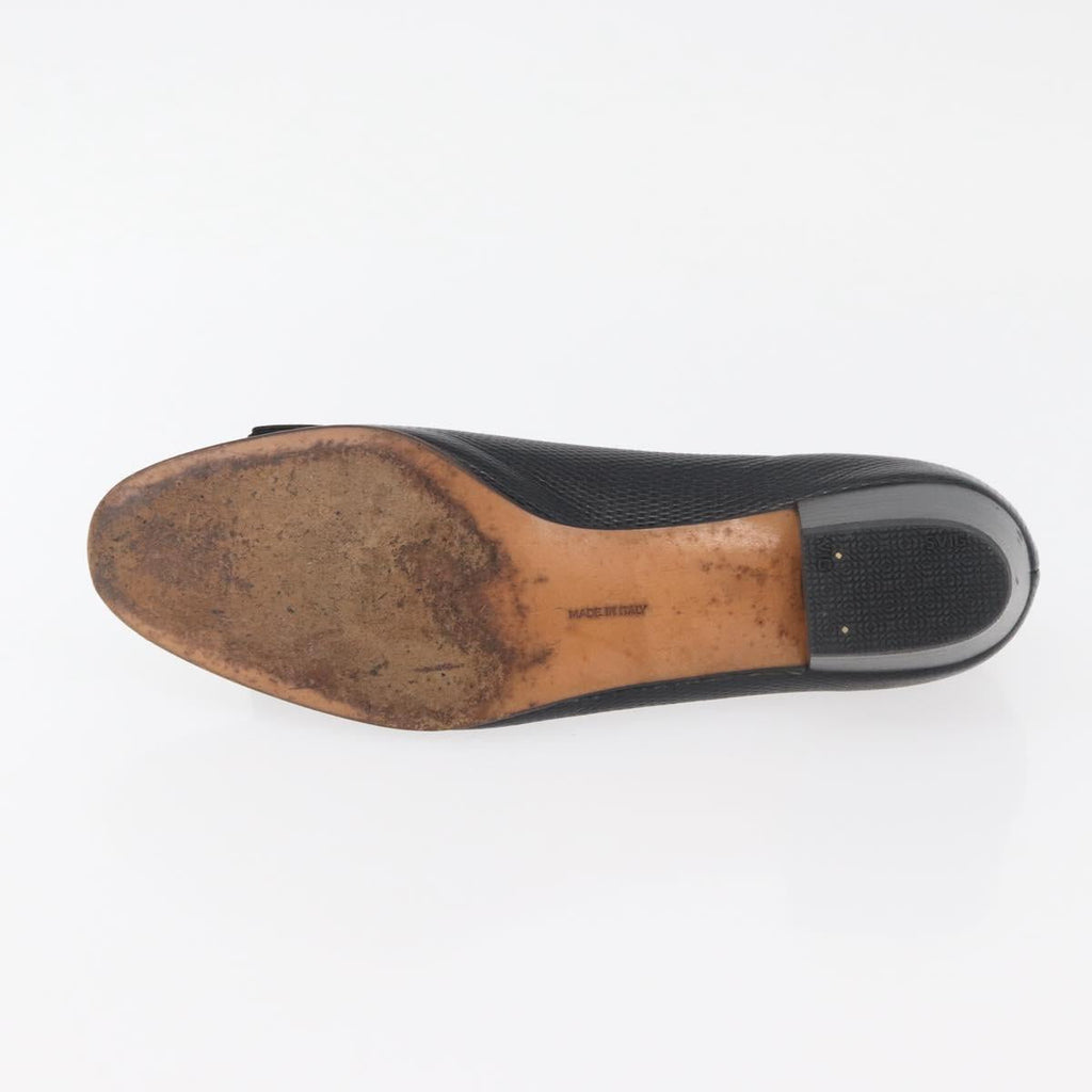 Salvatore Ferragamo Vara Ribbon Pumps Leather 7 1/2 Black Auth 174626A