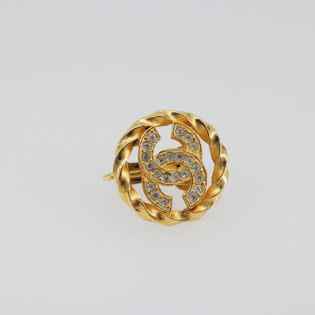 CHANEL Earring Metal Gold Tone CC Auth 188627
