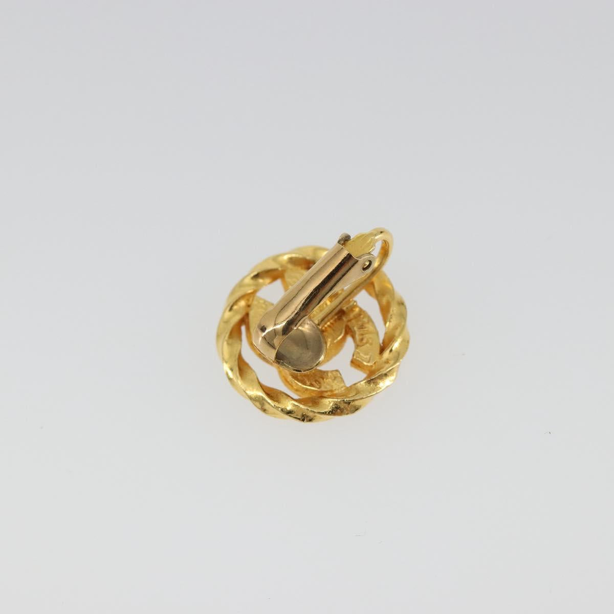 CHANEL Earring Metal Gold Tone CC Auth 188627