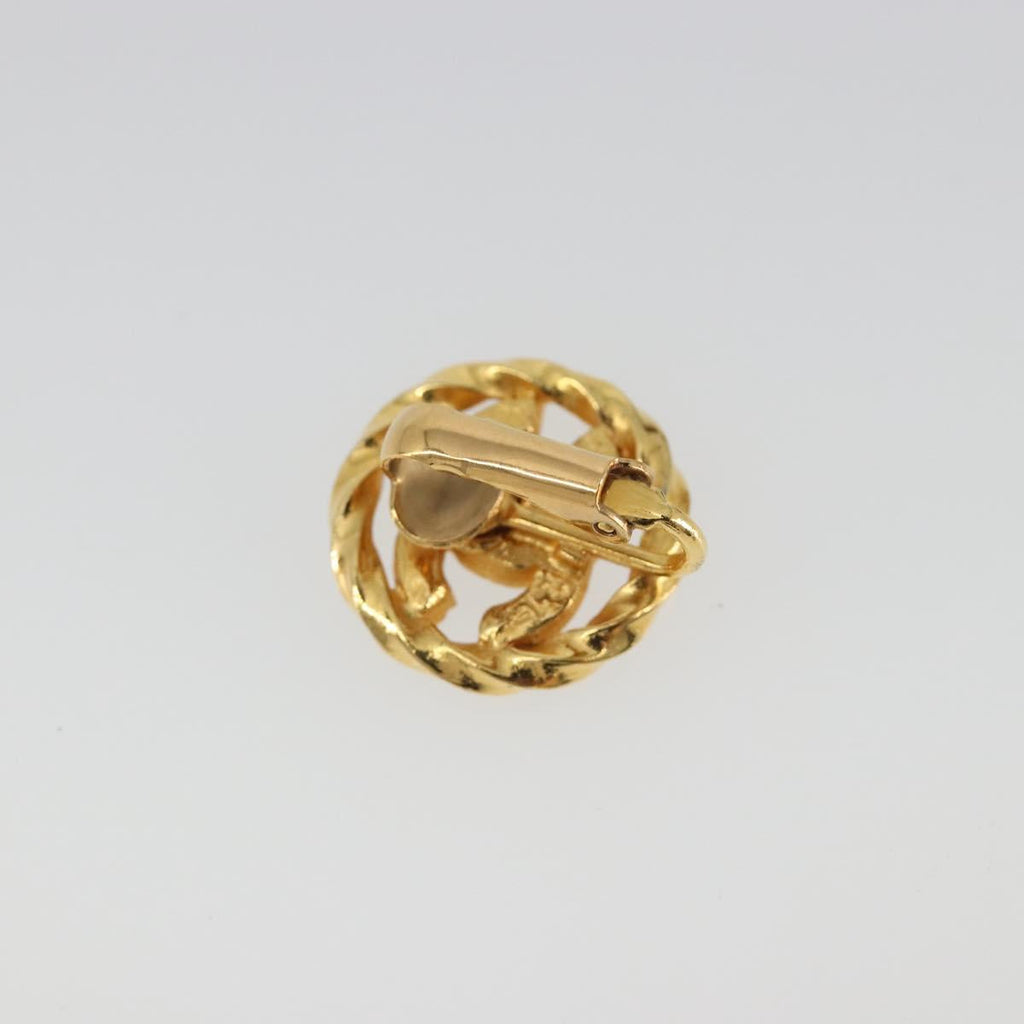 CHANEL Earring Metal Gold Tone CC Auth 188627