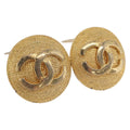 CHANEL Earring Metal Gold Tone CC Auth 189408