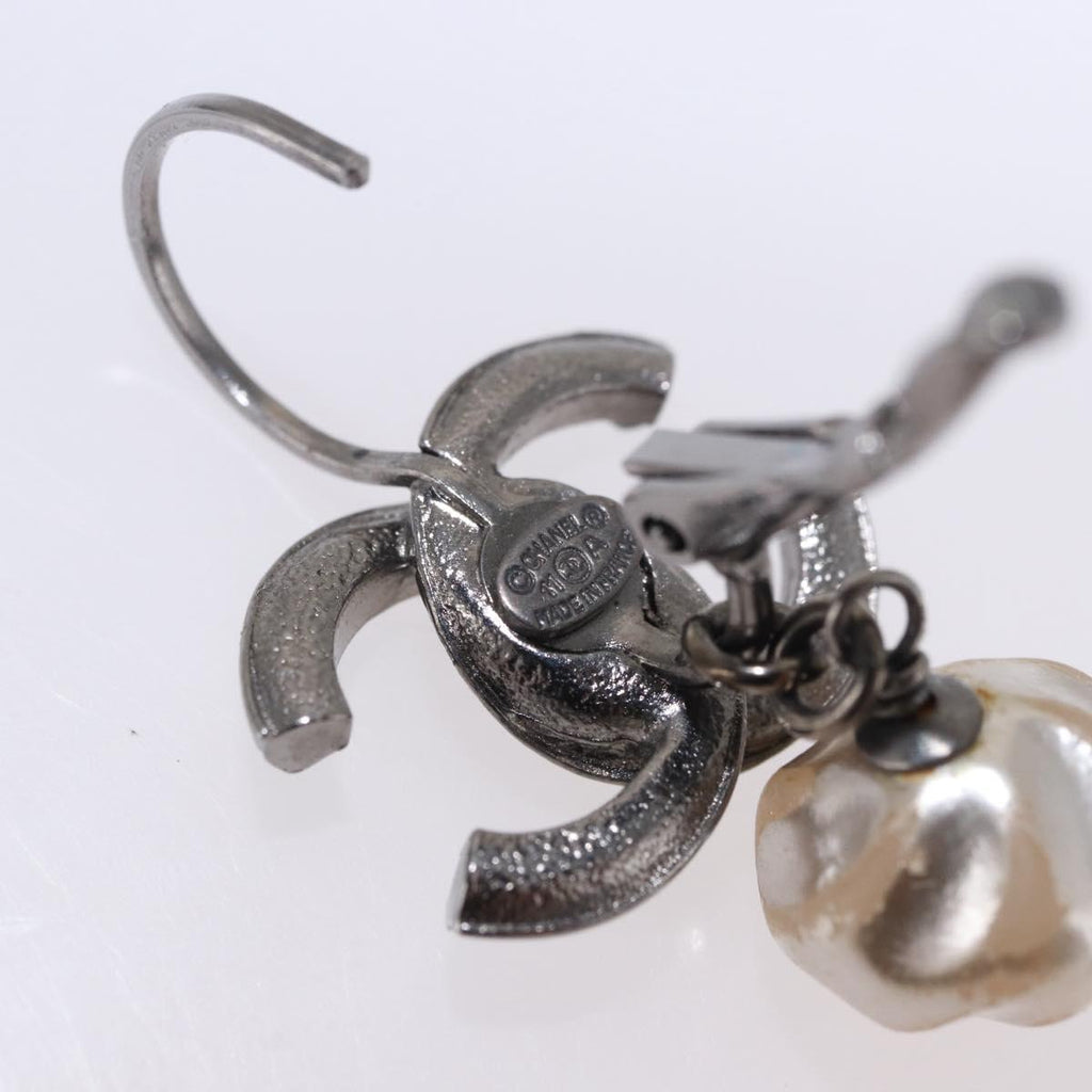 CHANEL COCO Mark Pierce Earring metal Silver CC Auth 189767A