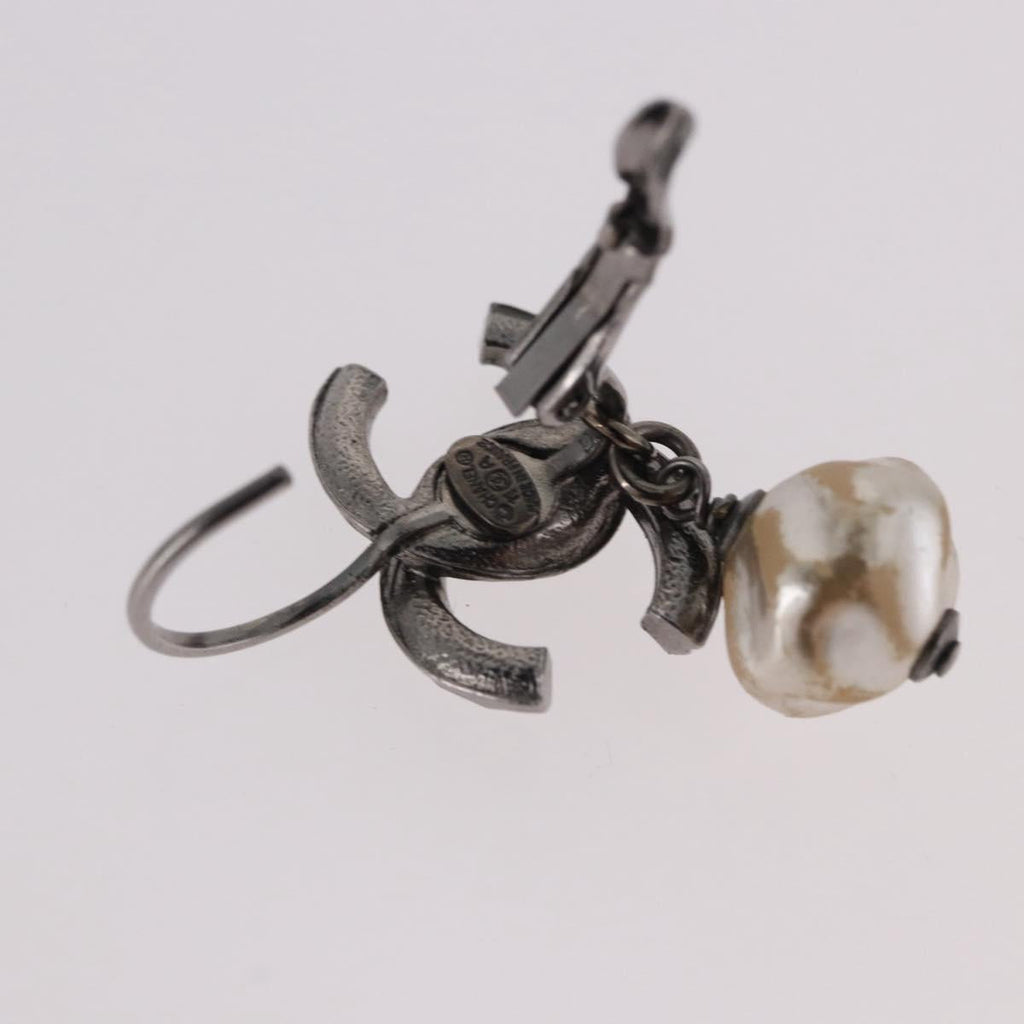 CHANEL COCO Mark Pierce Earring metal Silver CC Auth 189767A