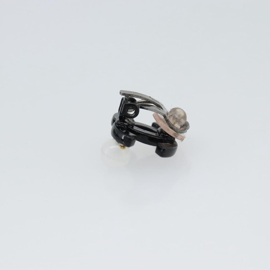 CHANEL COCO Mark Earring Metal Black CC Auth 189989A
