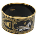 HERMES Bangle Emile TGM Bracelet metal Cloisonne Dark Brown Auth 191963V