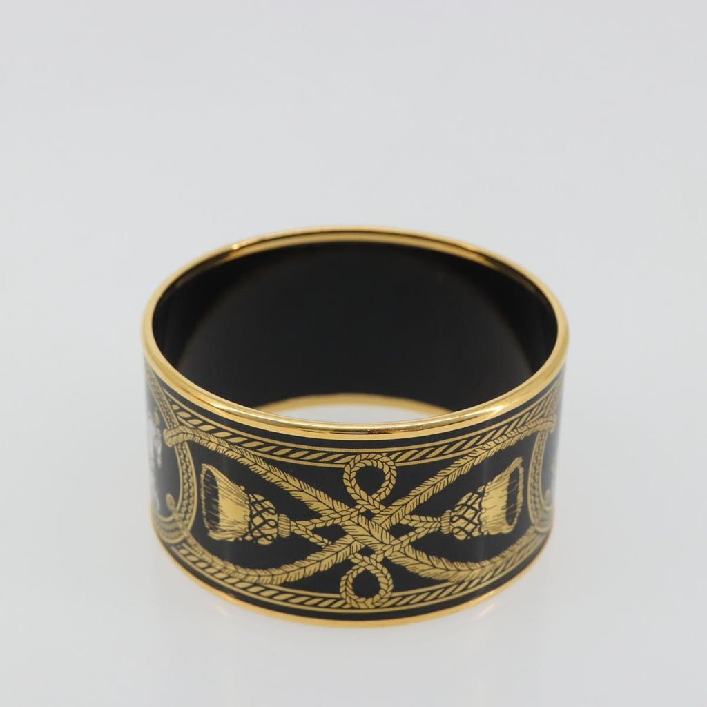 HERMES Bangle Emile TGM Bracelet metal Cloisonne Dark Brown Auth 191963V