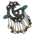 GUCCI GG Marmont Turquoise Brooch metal Silver Auth 193434M