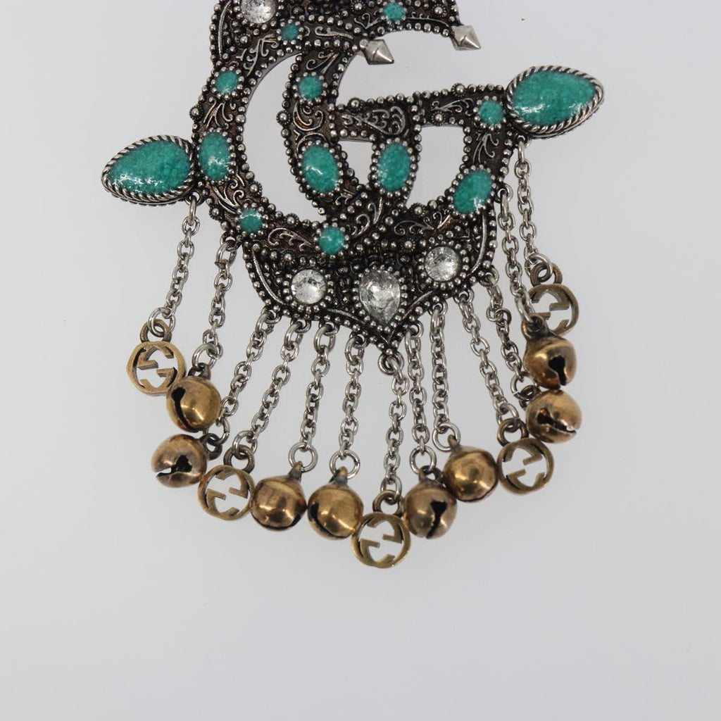 GUCCI GG Marmont Turquoise Brooch metal Silver Auth 193434M
