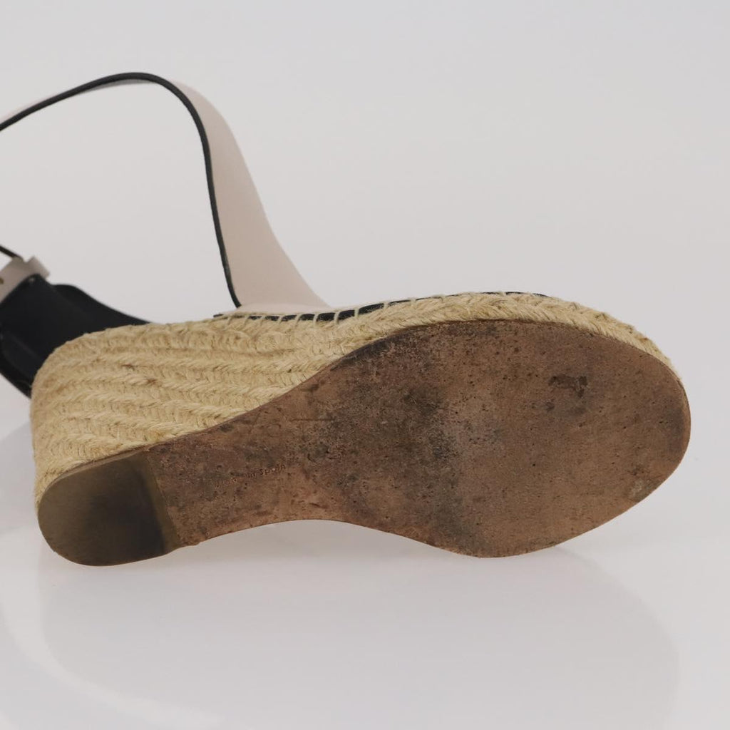 CELINE PRADA Sandals Leather 2 Set Beige Gold Auth 193715