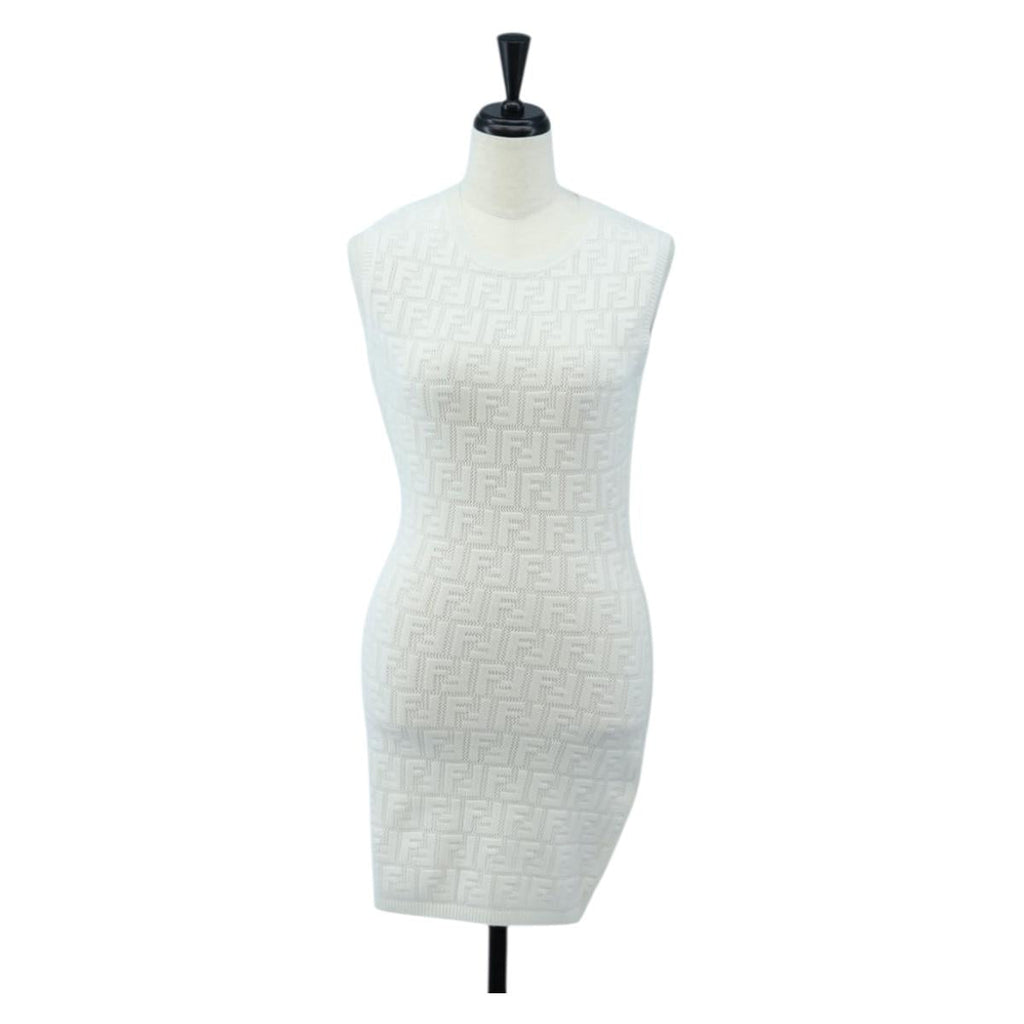 FENDI Zucca Canvas One Piece Shirt White Auth 193726M