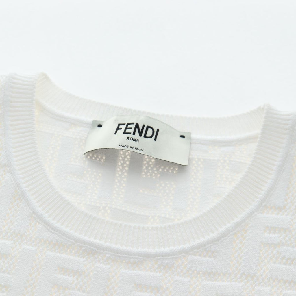 FENDI Zucca Canvas One Piece Shirt White Auth 193726M
