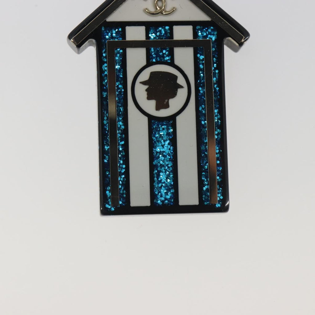 CHANEL Brooch plastic Blue CC Auth 195313M