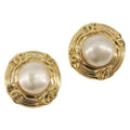 CHANEL Earring metal Gold CC Auth 195943A