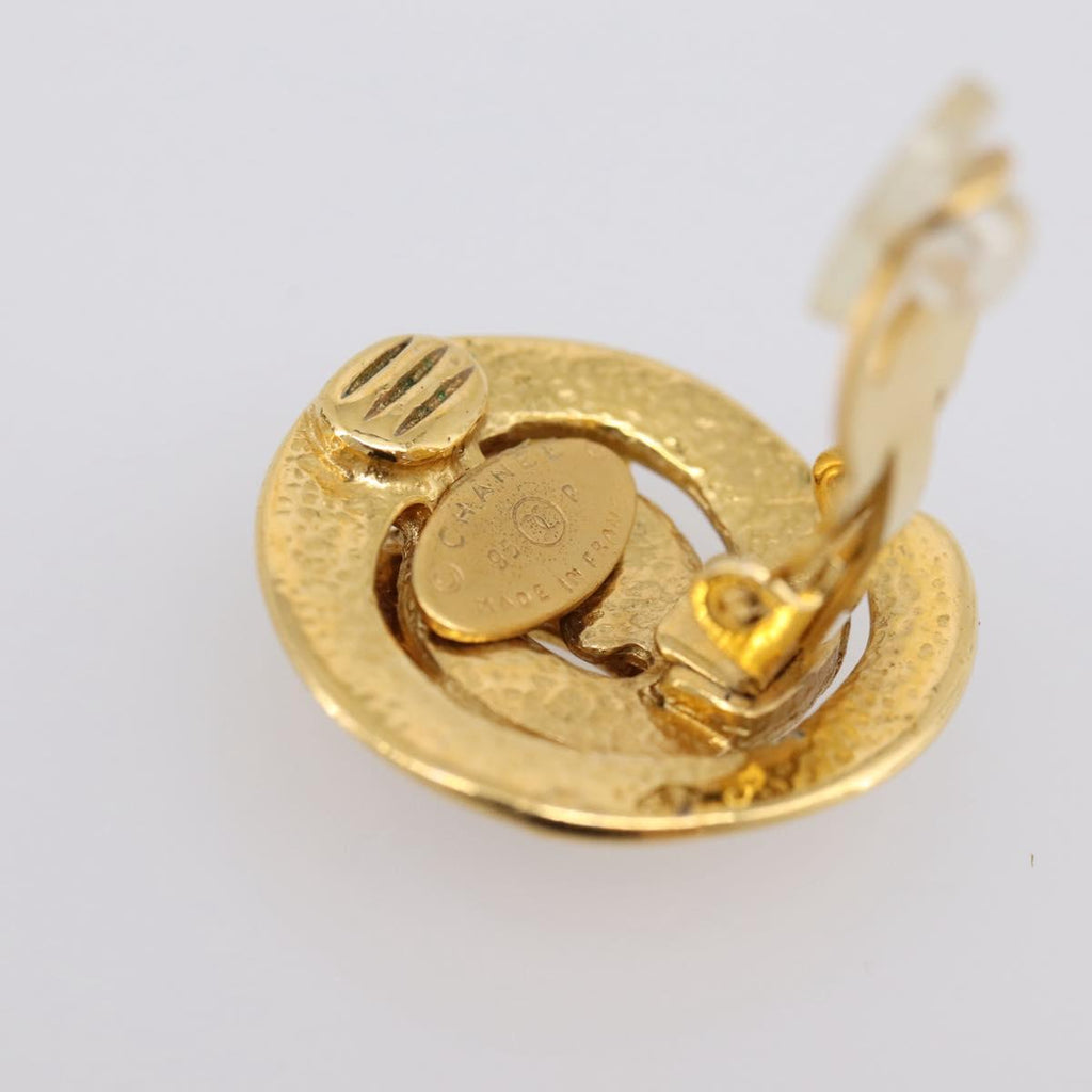 CHANEL Earring metal Gold CC Auth 195950V