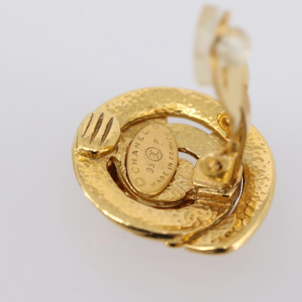 CHANEL Earring metal Gold CC Auth 195950V