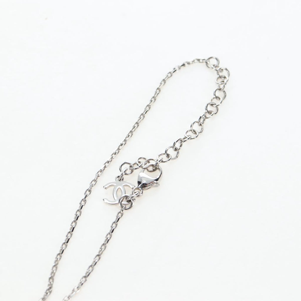 CHANEL COCO Mark Necklace Metal Silver CC Auth 196476SAM