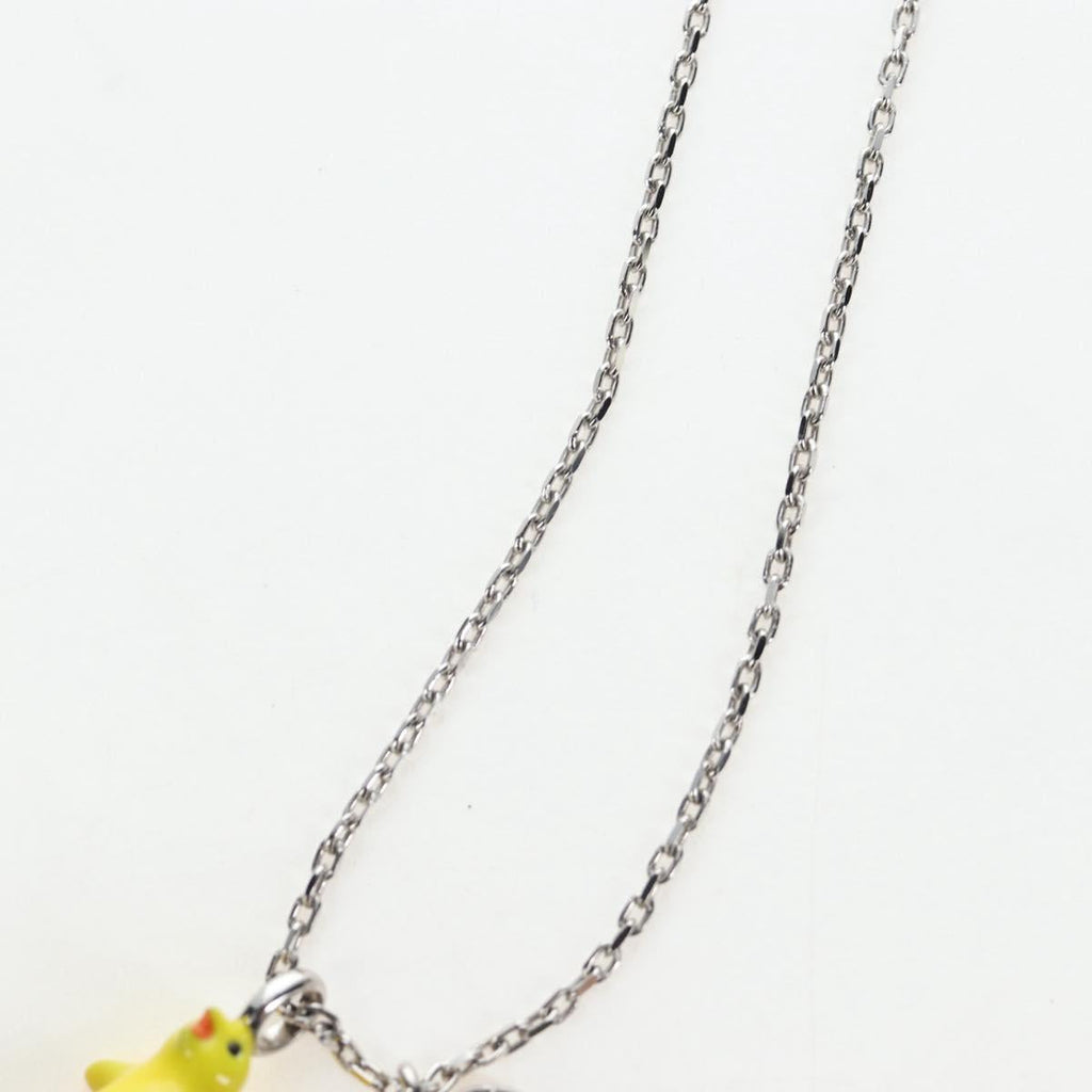 CHANEL COCO Mark Necklace Metal Silver CC Auth 196476SAM