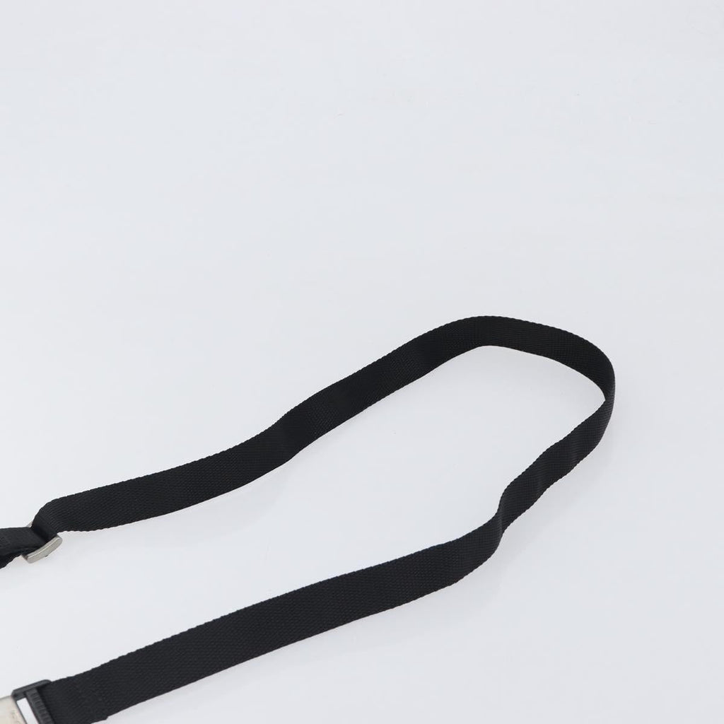 PRADA Shoulder Pouch Nylon Black Silver Auth 197869
