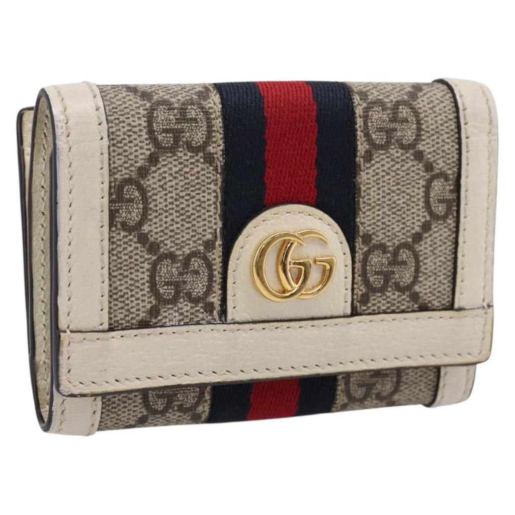 GUCCI GG Marmont Sherry Line GG Supreme Wallet PVC Beige 644334 Auth 197954V