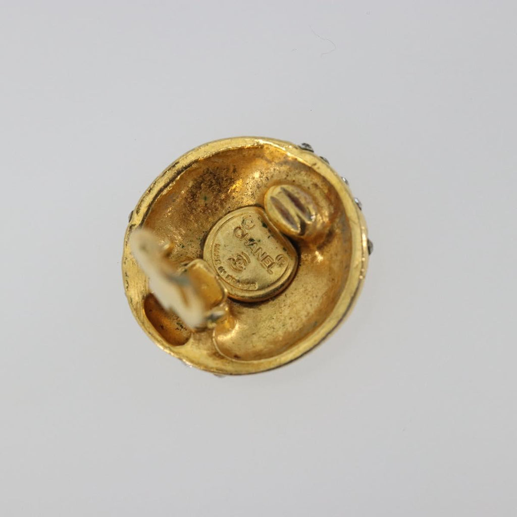 CHANEL Earring Metal Gold Tone CC Auth 198843