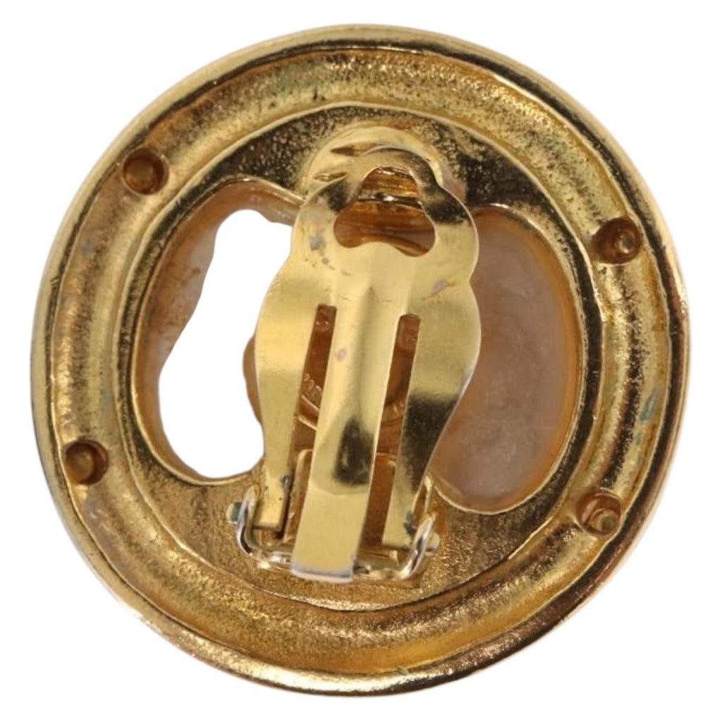 CHANEL Pearl Earring metal Gold Tone CC Auth 198846