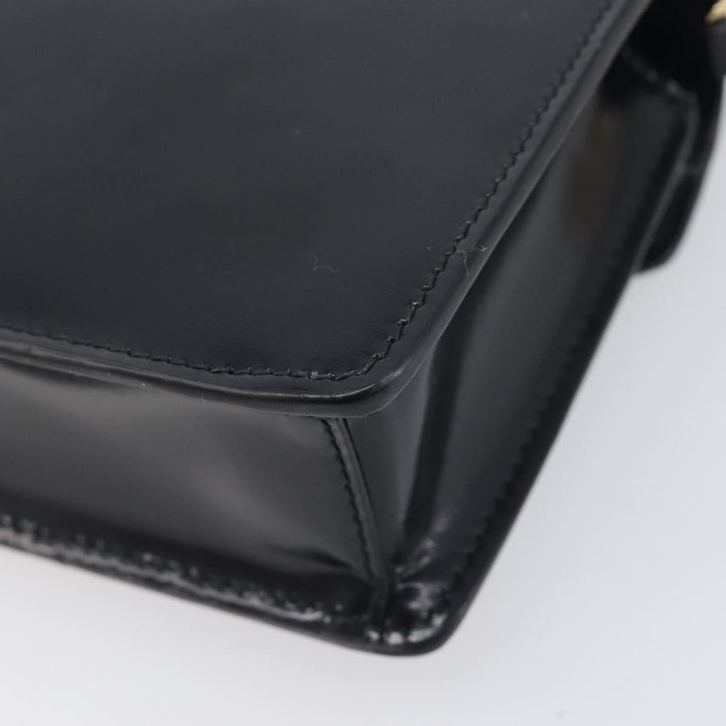 PRADA Chain Shoulder Bag Leather Black Gold Auth 199037SAM