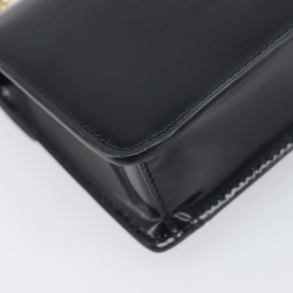 PRADA Chain Shoulder Bag Leather Black Gold Auth 199037SAM