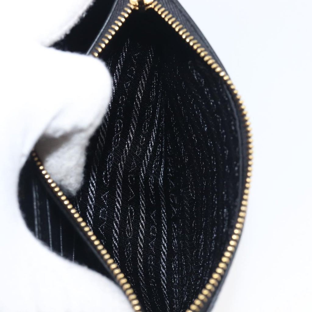 PRADA Chain Shoulder Bag Leather Black Gold Auth 199037SAM