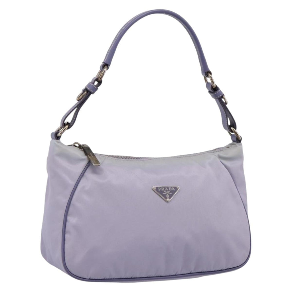 PRADA Shoulder Bag Nylon Lavende Silver Auth 199116A