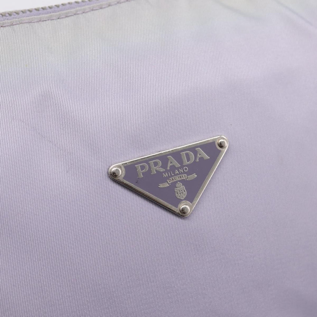 PRADA Shoulder Bag Nylon Lavende Silver Auth 199116A