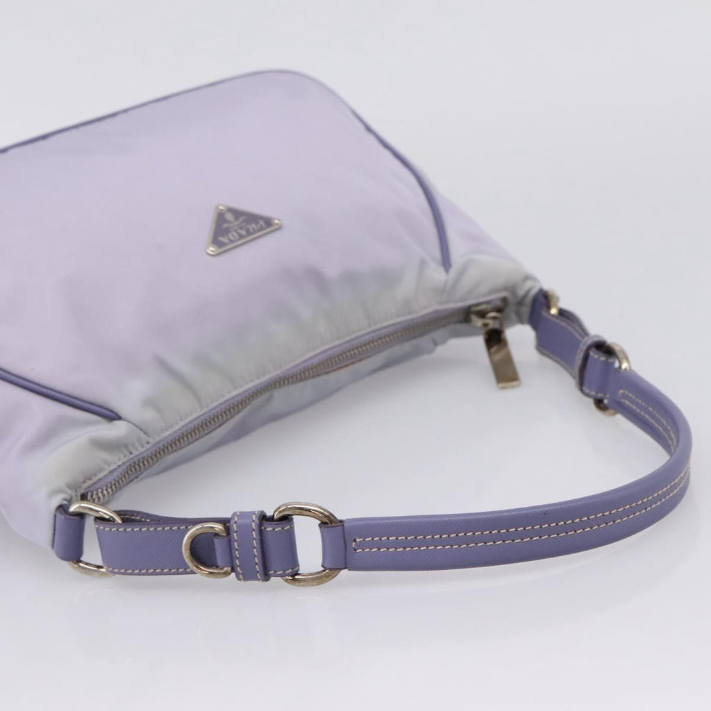 PRADA Shoulder Bag Nylon Lavende Silver Auth 199116A