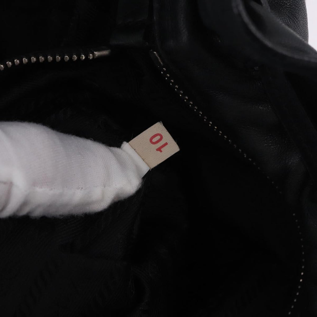 PRADA Tote Bag Leather Black Silver Auth 199442V