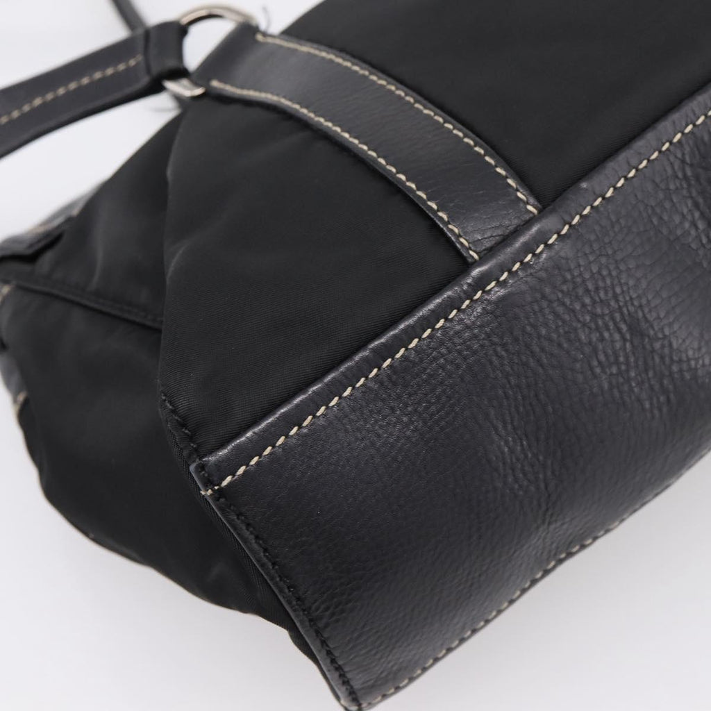 PRADA Shoulder Bag Nylon Black Silver Auth 199517V