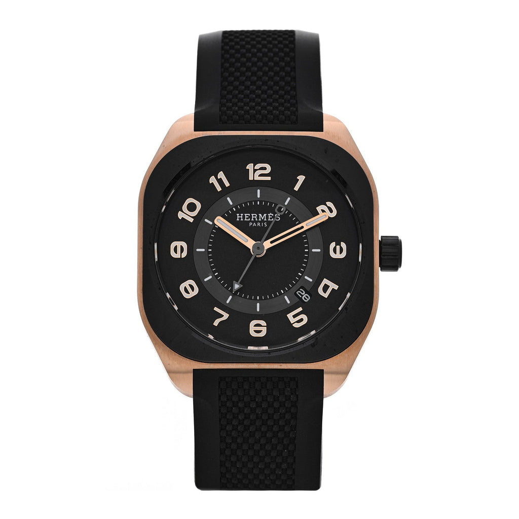 DLC Coated Titanium 18K Rose Gold Rubber 39mm H08 Automatic Watch Black