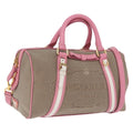 PRADA Hand Bag Jacquard 2way Beige Gold Auth 200074V